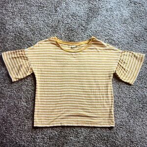 Gap Womens Top, mustard White Stripe Ruffled small